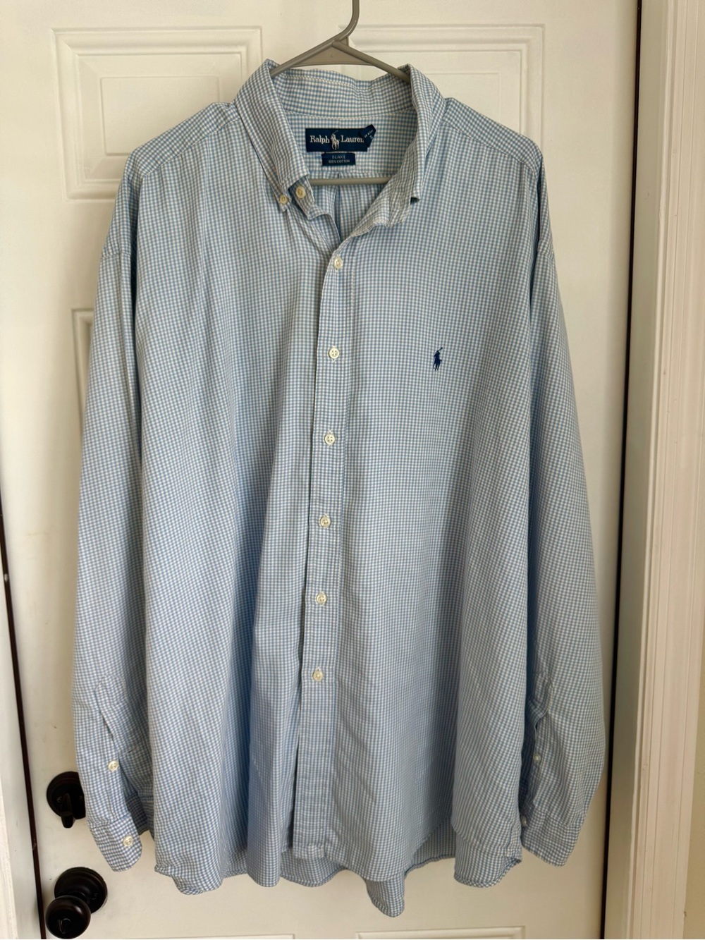 Ralph Lauren Men's Light Blue Mini Check Button-Down Oxford Shirt